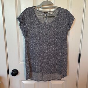 Elegant Navy Patterned Blouse